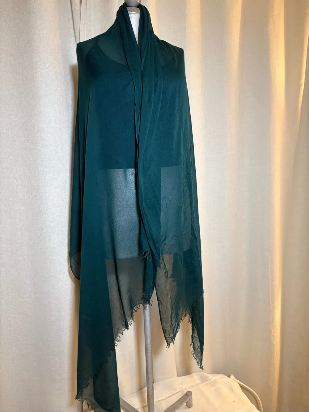 Teal Jewel Tone 30% Silk 70% Modal Oversized Sheer Scarf Wrap 38x75 SOFT Luxury